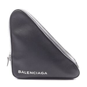 Balenciaga Leather Triangle Clutch Bag
